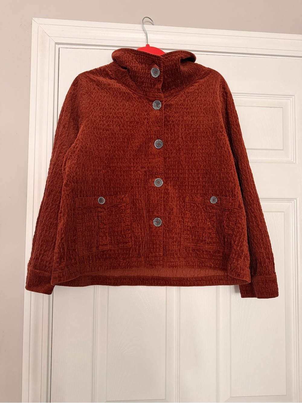 Habitat Textured Button-Front Jacket in Deep Rust - Picture 3 of 4